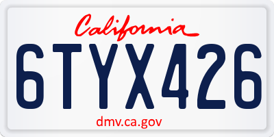 CA license plate 6TYX426