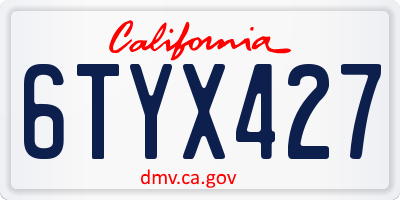 CA license plate 6TYX427