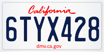 CA license plate 6TYX428