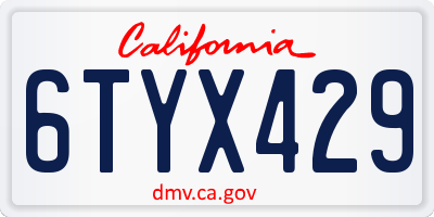 CA license plate 6TYX429