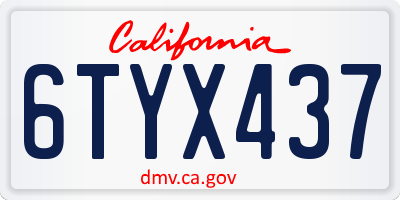 CA license plate 6TYX437