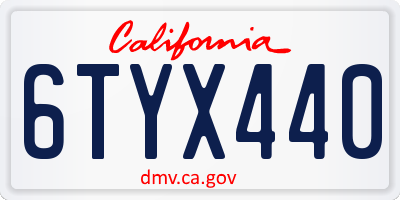 CA license plate 6TYX440