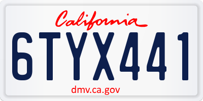 CA license plate 6TYX441