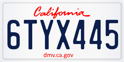CA license plate 6TYX445