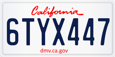 CA license plate 6TYX447