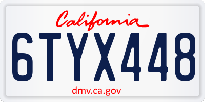 CA license plate 6TYX448