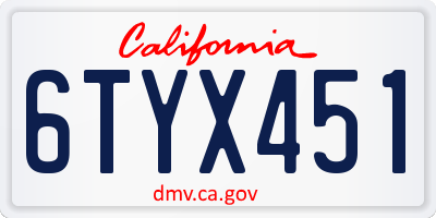 CA license plate 6TYX451