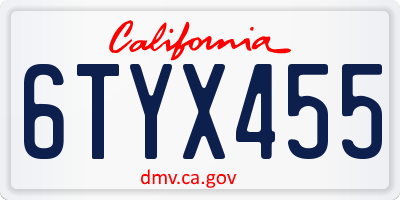 CA license plate 6TYX455