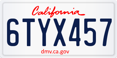 CA license plate 6TYX457