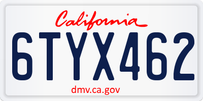 CA license plate 6TYX462