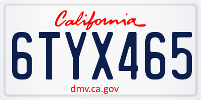 CA license plate 6TYX465