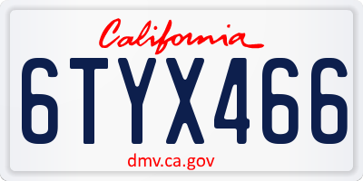 CA license plate 6TYX466