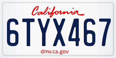 CA license plate 6TYX467