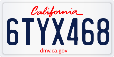 CA license plate 6TYX468