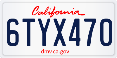 CA license plate 6TYX470