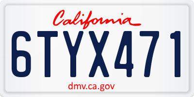 CA license plate 6TYX471