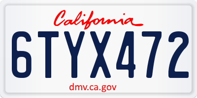 CA license plate 6TYX472