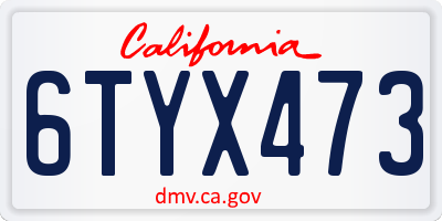 CA license plate 6TYX473