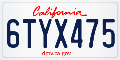 CA license plate 6TYX475