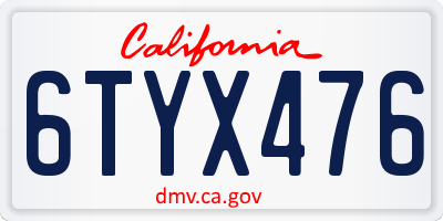 CA license plate 6TYX476
