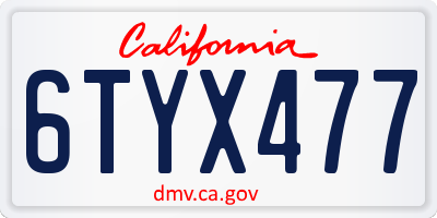 CA license plate 6TYX477