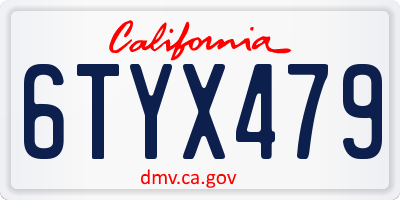 CA license plate 6TYX479