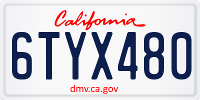 CA license plate 6TYX480