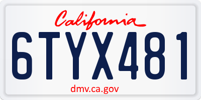 CA license plate 6TYX481