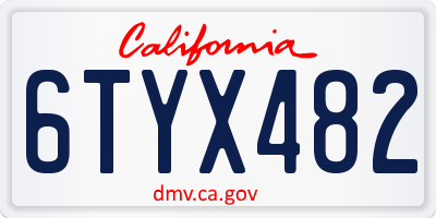 CA license plate 6TYX482