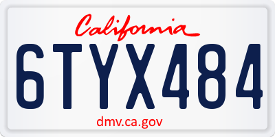 CA license plate 6TYX484