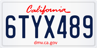 CA license plate 6TYX489