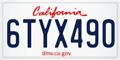 CA license plate 6TYX490