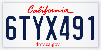 CA license plate 6TYX491