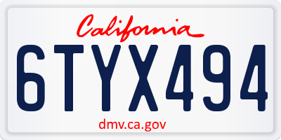 CA license plate 6TYX494