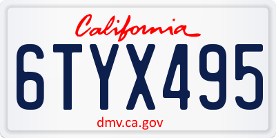 CA license plate 6TYX495