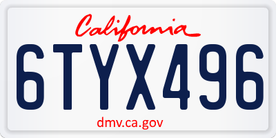 CA license plate 6TYX496