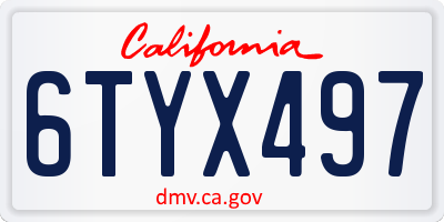 CA license plate 6TYX497