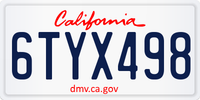 CA license plate 6TYX498