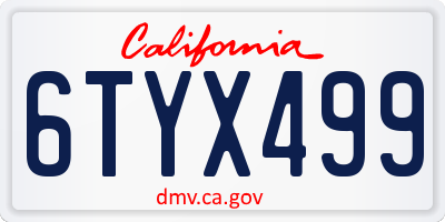 CA license plate 6TYX499