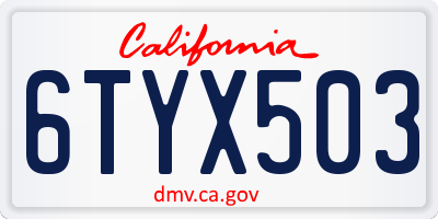 CA license plate 6TYX503