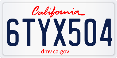 CA license plate 6TYX504