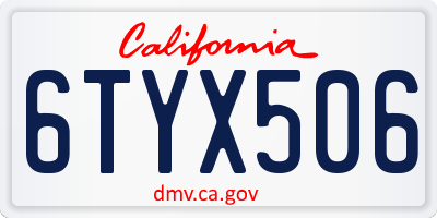 CA license plate 6TYX506
