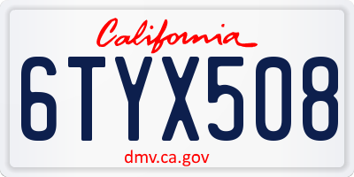 CA license plate 6TYX508