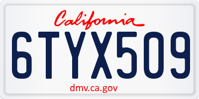 CA license plate 6TYX509