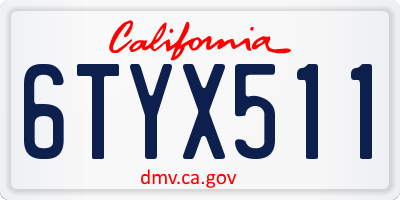 CA license plate 6TYX511