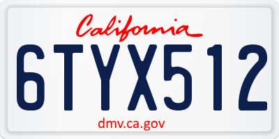 CA license plate 6TYX512