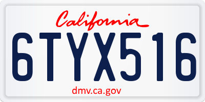 CA license plate 6TYX516