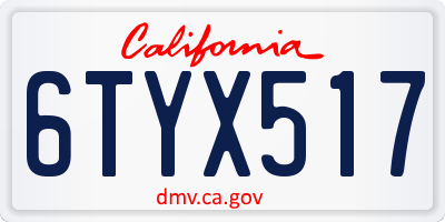 CA license plate 6TYX517