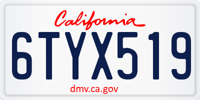 CA license plate 6TYX519