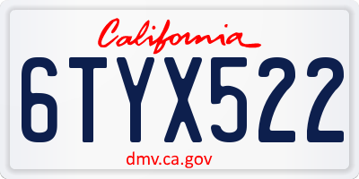 CA license plate 6TYX522
